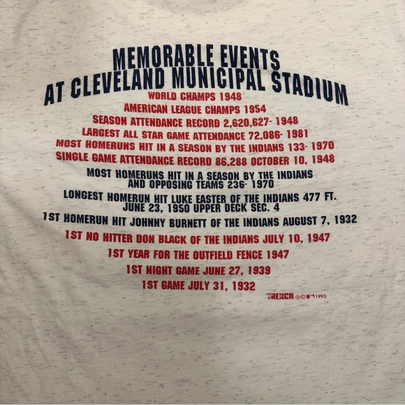 Vintage 1993 Cleveland Indians “The last stand” Trench Ultra t shirt size XL - Picture 6 of 8